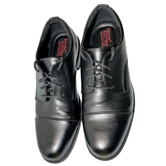 Dexter Comfort Mens Black Cap Toe Memory Foam Lace Up Oxford Dress Shoes main image 7
